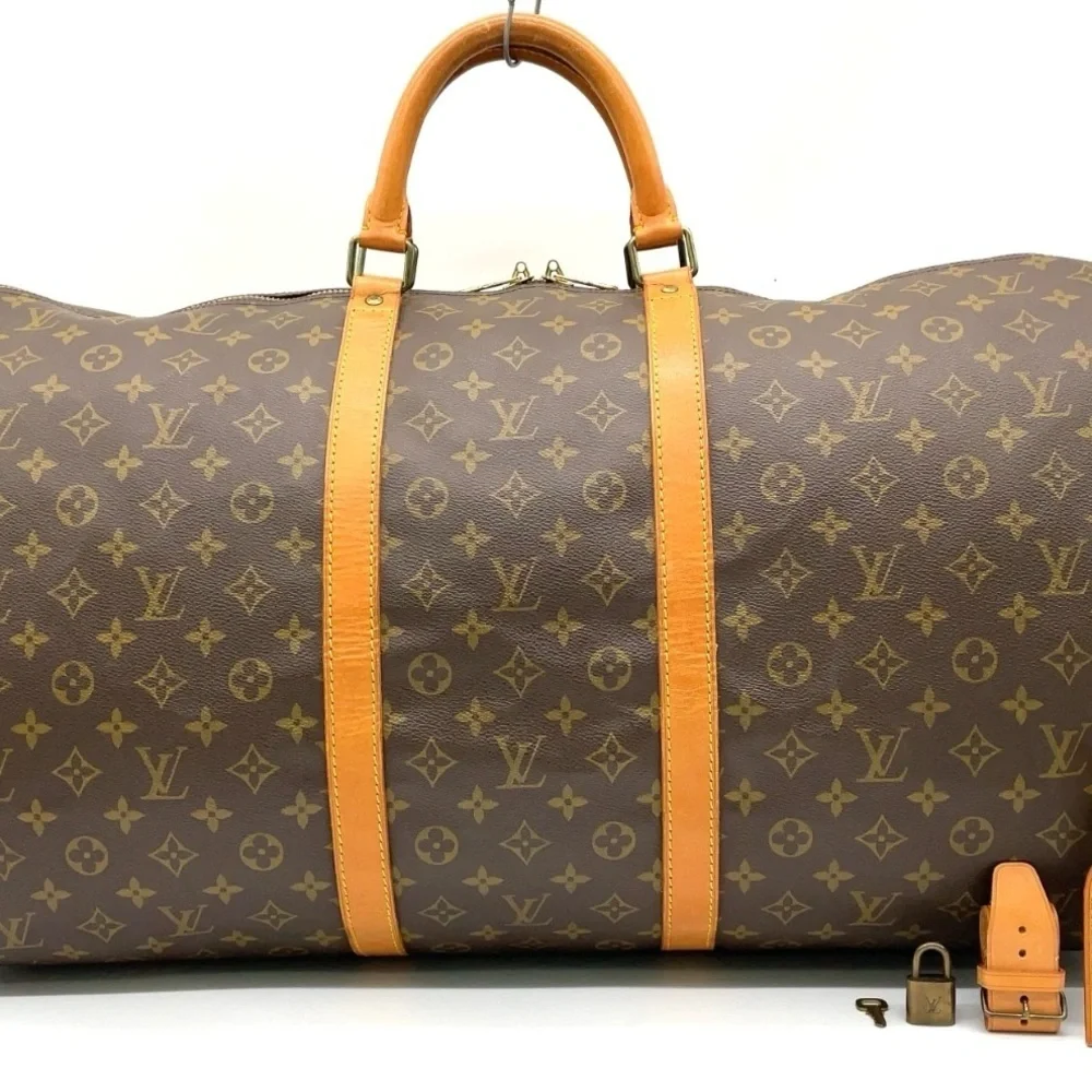 Auth Louis Vuitton Monogram Keepall 60 Boston Bag W/PadLock/Tag